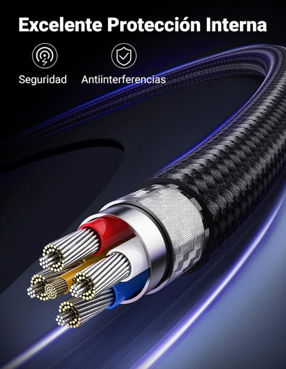 Cable USB-A a Lightning Ugreen Reforzado 1m MFI Negro