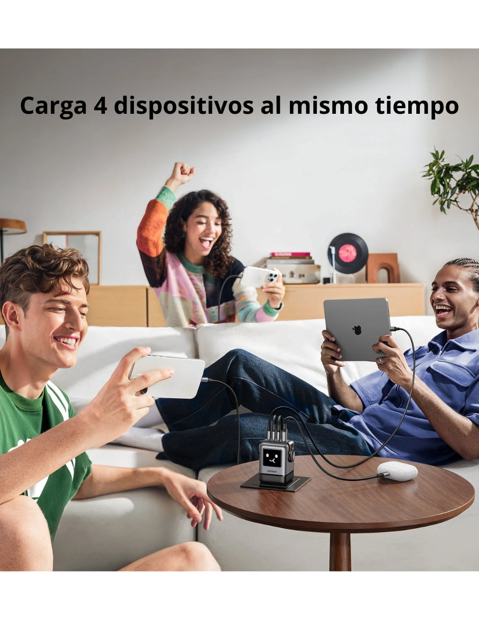 Cargador UGREEN Nexode 100W 3 Tipo C, 1 USB A Carga Rápida GaNRobot