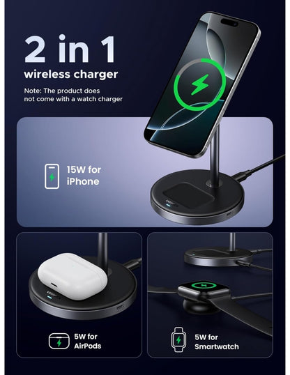 Soporte de carga magnético Ugreen 2 en 1 de 15W Qi2