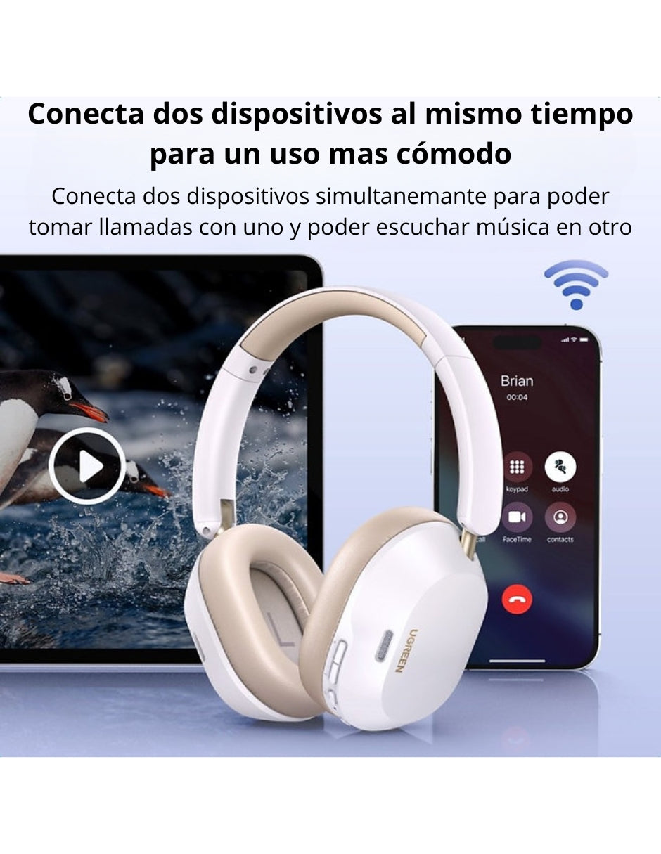 Audífonos de diadema inalámbricos HiTune Max5c UGREEN blancos