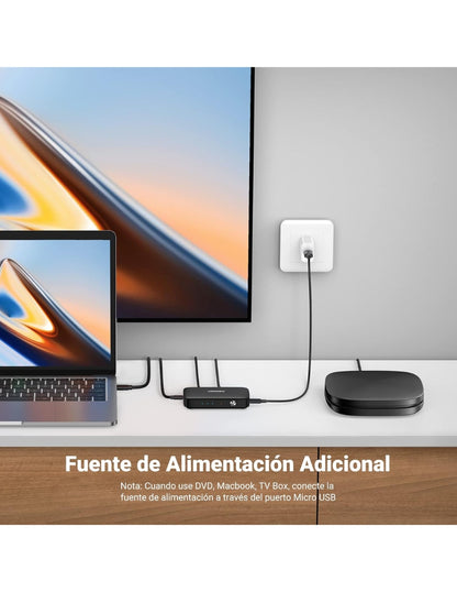Conmutador HDMI Ugreen Switch 4K@30Hz 3 Entradas y Control Remoto