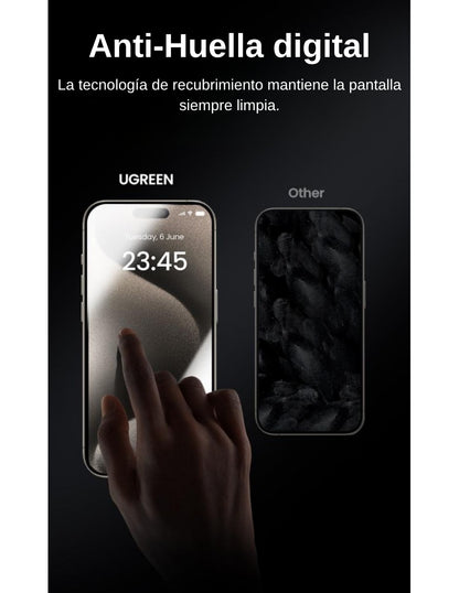 Mica de privacidad Ugreen anti-huellas para iPhone 15 Pro