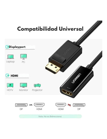 Adaptador Ugreen DisplayPort a HDMI 4K@30Hz Convertidor