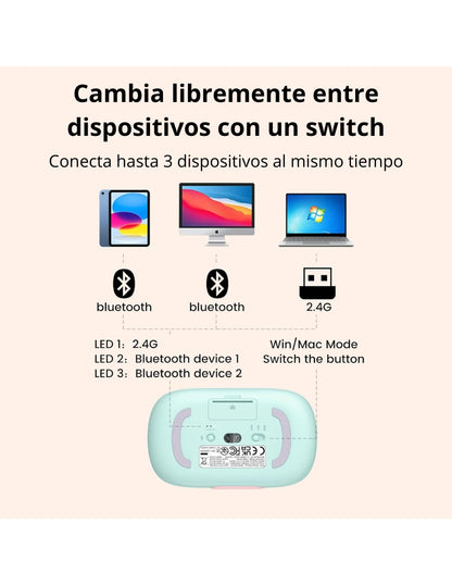 Mouse Inalámbrico UGREEN MU102 FUN+ Recargable Bluetooth 4000 DPI Silencioso Ergonómico