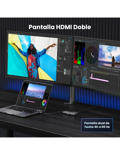 HUB USB-C 6 en 1 UGREEN 2 USB-A, 2 USB-C, 2 HDMI 4K/60hz