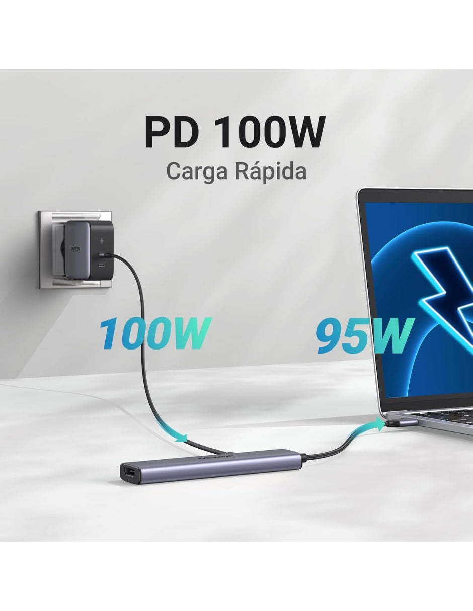 HUB USB-C 5 en 1 UGREEN 3 USB-A, 1 USB-C y HDMI 4K/60hz 5Gbps