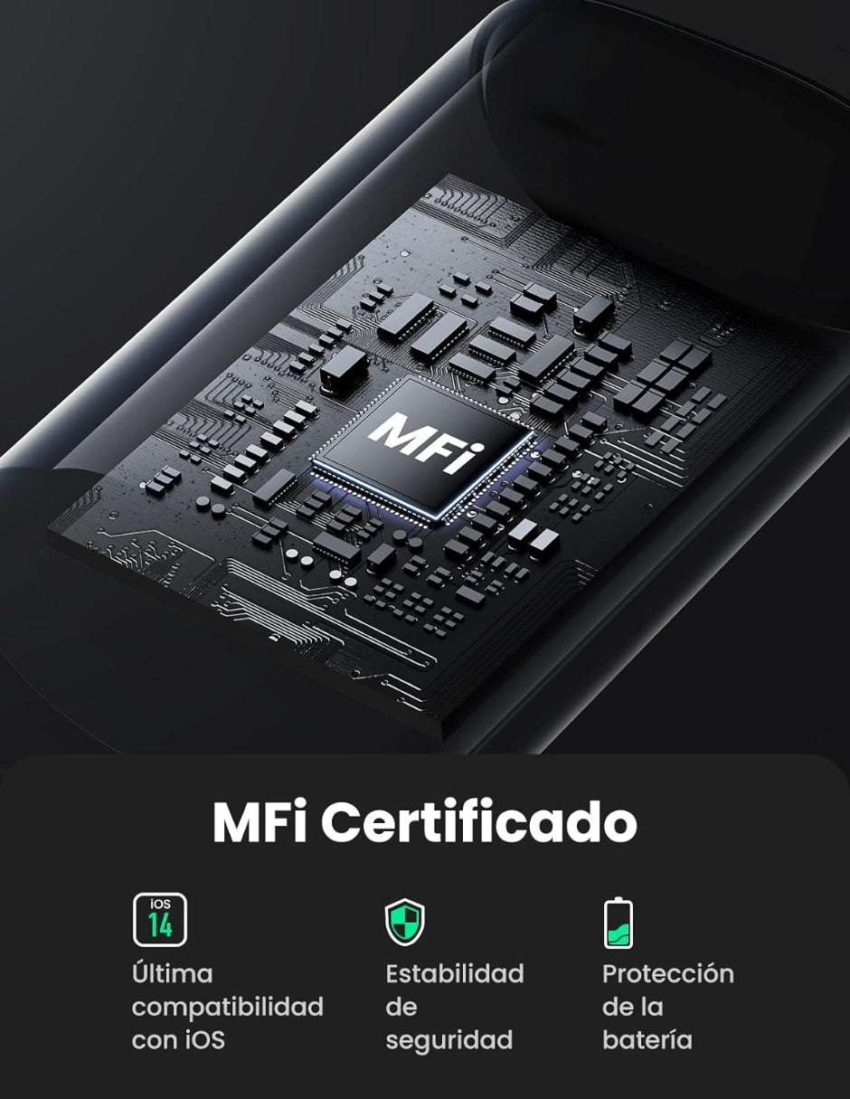 Cable Usb C a Lightning Ugreen MFI Carga Rápida 1m