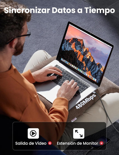 Cable Cargador Ugreen 50150 Usb C Carga Rápida de 1m color Gris