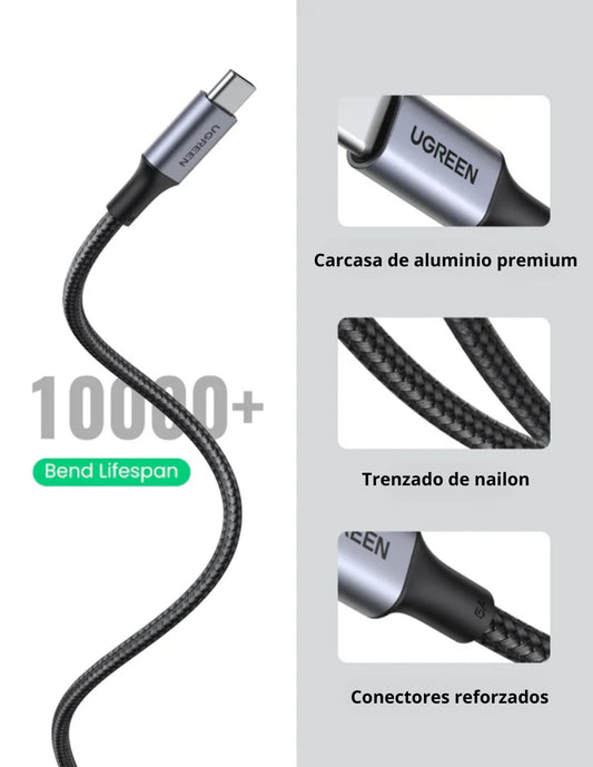 Cable Usb-C a Usb-C Ugreen de aluminio reforzado 100W 1m