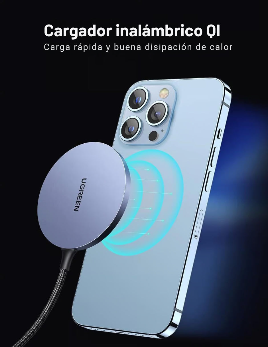 Cargador Inalambrico Ugreen 30233 Magnetico Magsafe 15w Gris