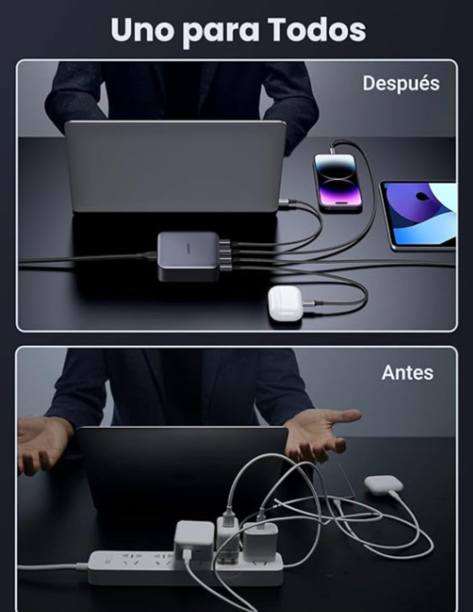 Estación de Carga UGREEN Nexode 100W GaN - Cargador de Escritorio 4 en 1