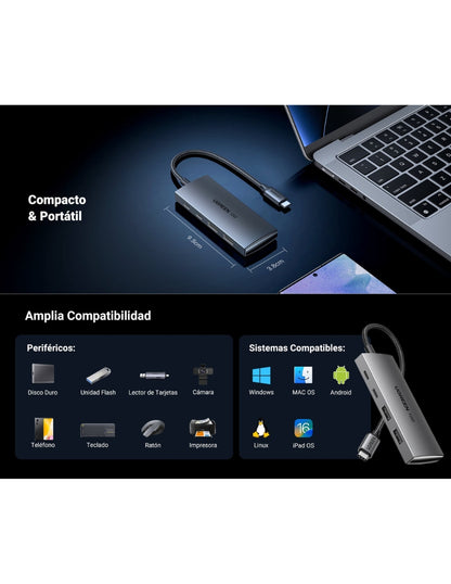 Hub Ugreen USB C 4 en 1 a 2 USB-A y 2 USB-C 10Gbps