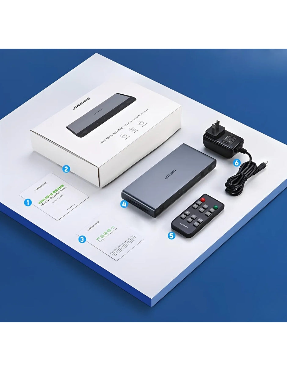 Conmutador HDMI 4 en 1 UGREEN 50745 4K con Control Remoto