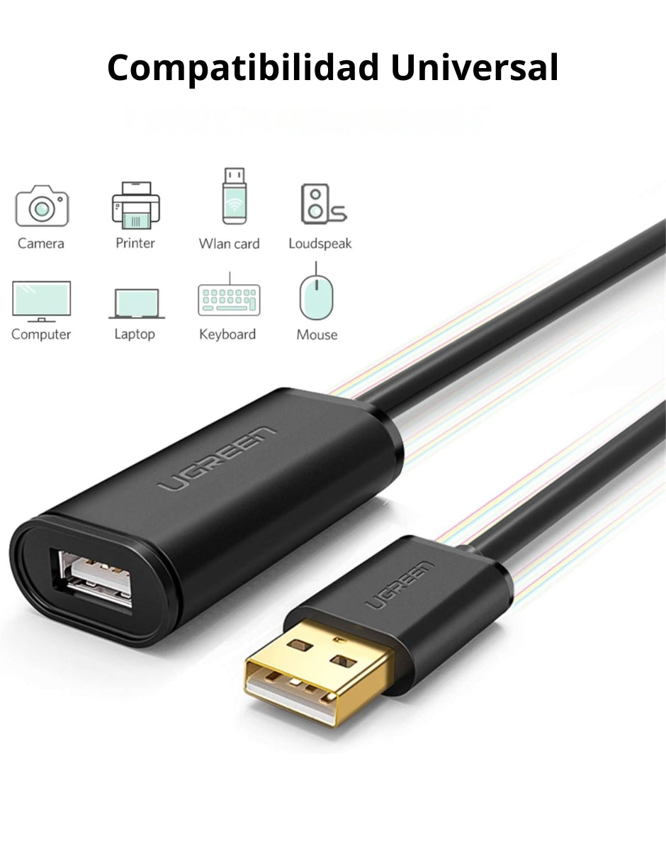 Cable Extensión USB 2.0 Activo UGREEN 5m C/ Amplificador Señal 480Mbps