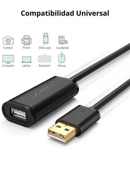 Cable Extensión USB 2.0 Activo UGREEN 5m C/ Amplificador Señal 480Mbps
