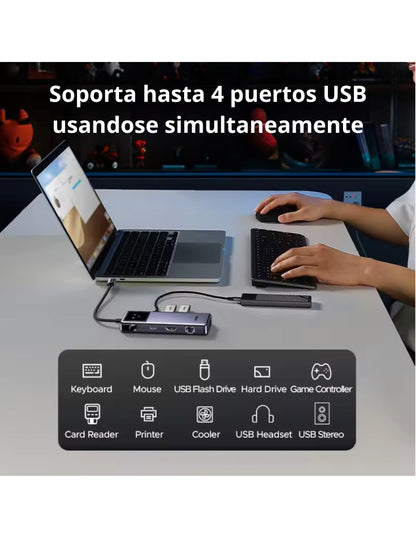 HUB 7 en 1 UGREEN UNO 3 USB-A, 2 USB-C, 1 HDMI 4K/60hz y Ethernet