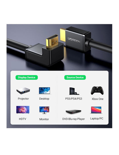 Cable HDMI 2.0 Ugreen 10172 4K@60Hz 1m Ángulo 90°
