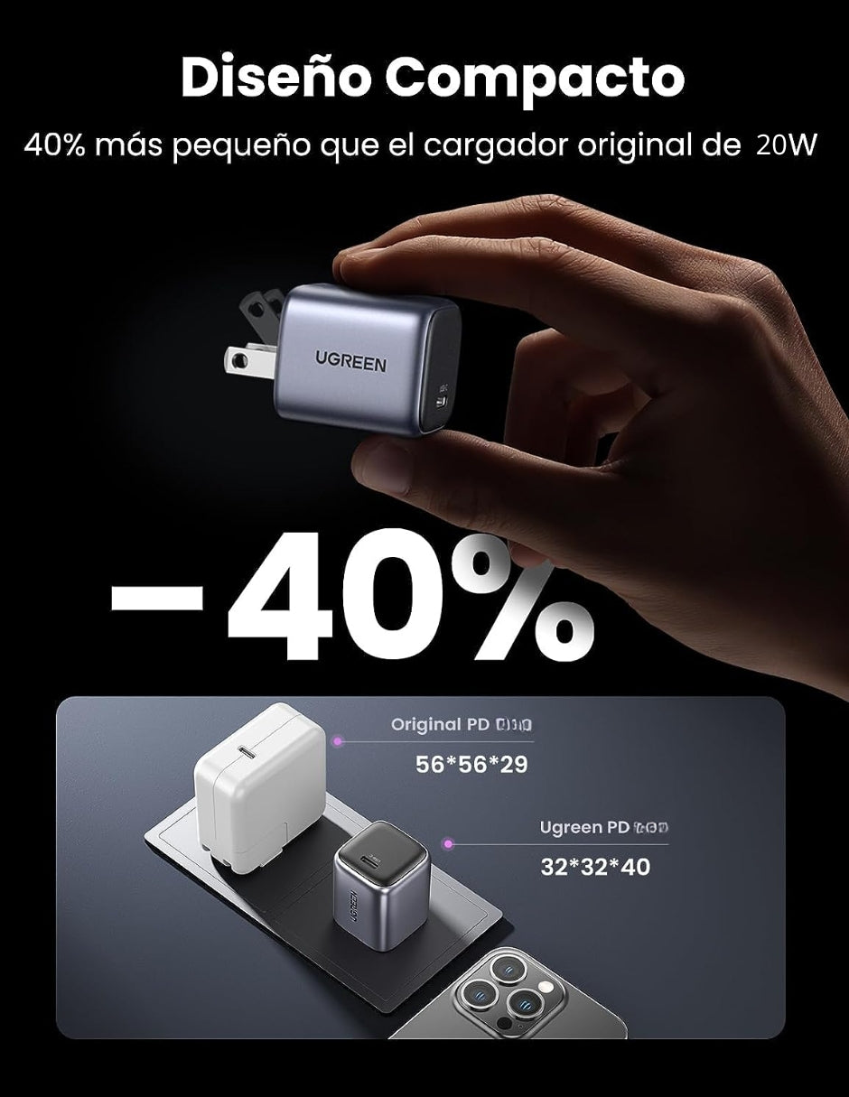 Cargador Tipo C de 20W Ugreen 90902 Carga Rápida