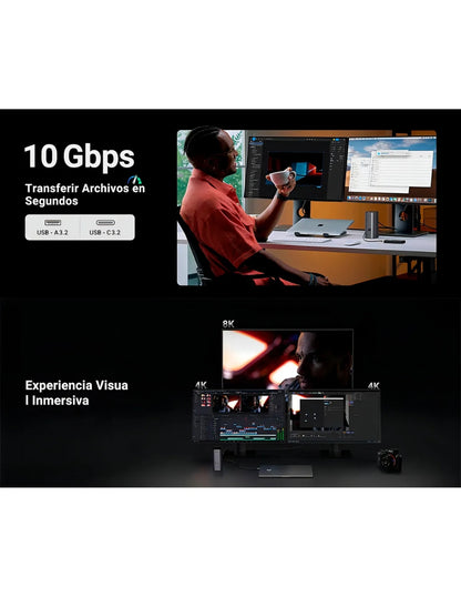 Docking Station USB C Ugreen 90325, 12 En 1, HDMI 8K/4K, DP, Ethernet, 100W PD