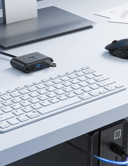 Hub 4 en 1 USB A Ugreen 20291 color Negro 4x USB 3.0 Transferencia 5 Gbps Led