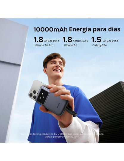 Power Bank Robot Ugreen 10,000mAh USB C 30W Pantalla TFT Gris