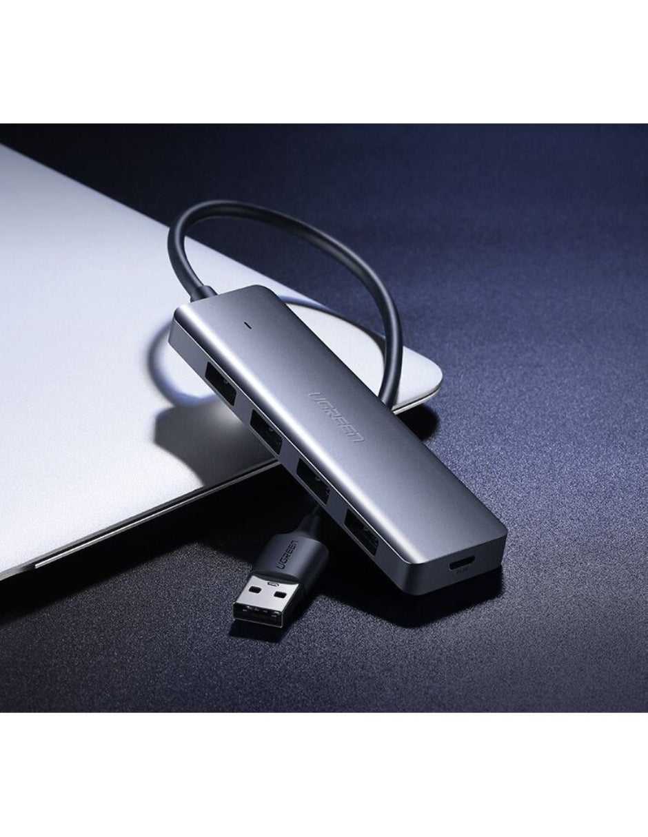 HUB 4 en 1 Ugreen USB-A a USB 3.0 5Gbps Gris