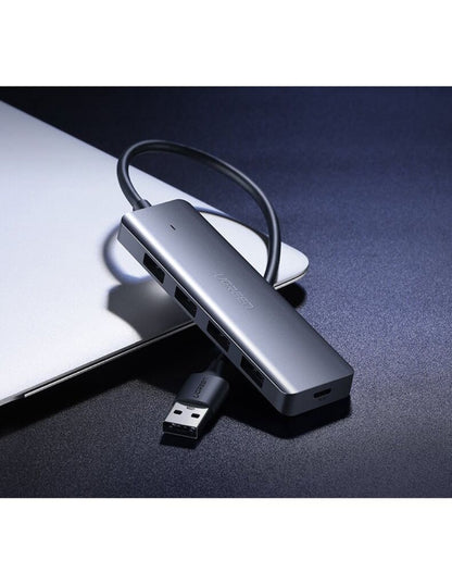 HUB 4 en 1 Ugreen USB-A a USB 3.0 5Gbps Gris