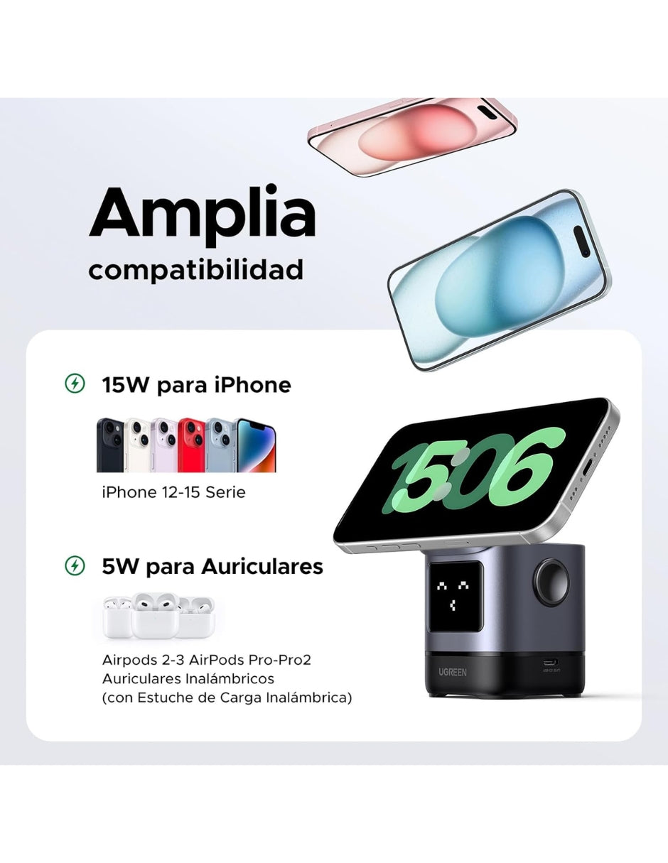 Cargador Inalámbrico Magsafe Ugreen Uno Qi2 15w Robot 45775