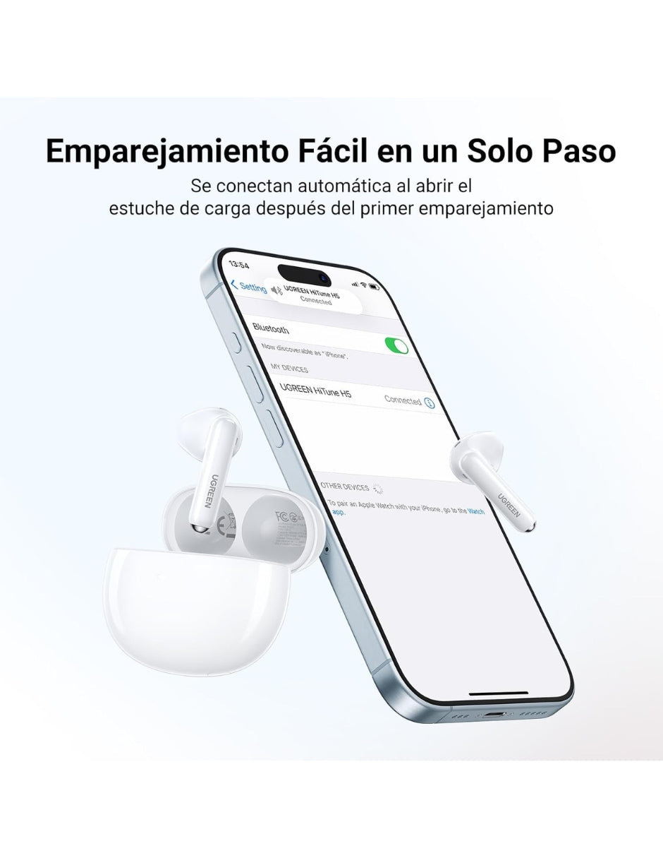 Audífonos Inalámbricos Bluetooth 5.3 UGREEN In ear con Cancelación de ruido Blancos