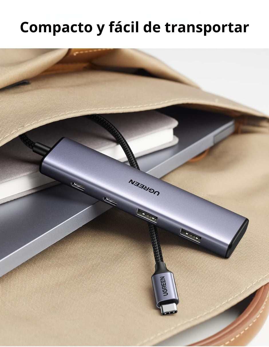HUB USB-C 4 en 1 CM473 UGREEN 2 USB-A 3.0 y 2 USB-C 5Gbps