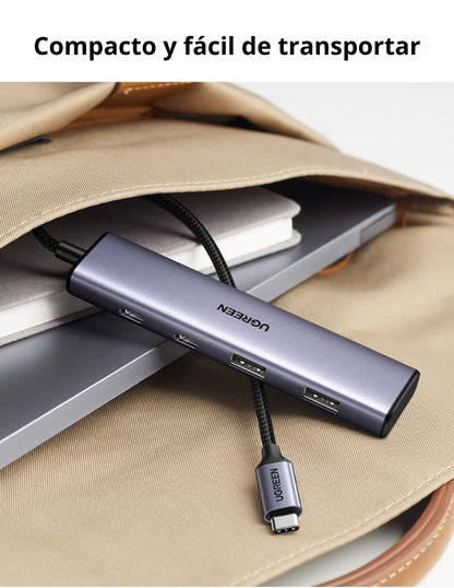 HUB USB-C 4 en 1 CM473 UGREEN 2 USB-A 3.0 y 2 USB-C 5Gbps