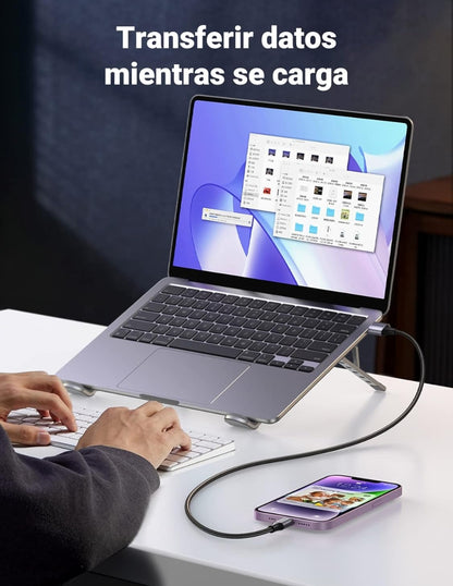 Cable USB-A a Lightning Ugreen Reforzado 1m MFI Negro