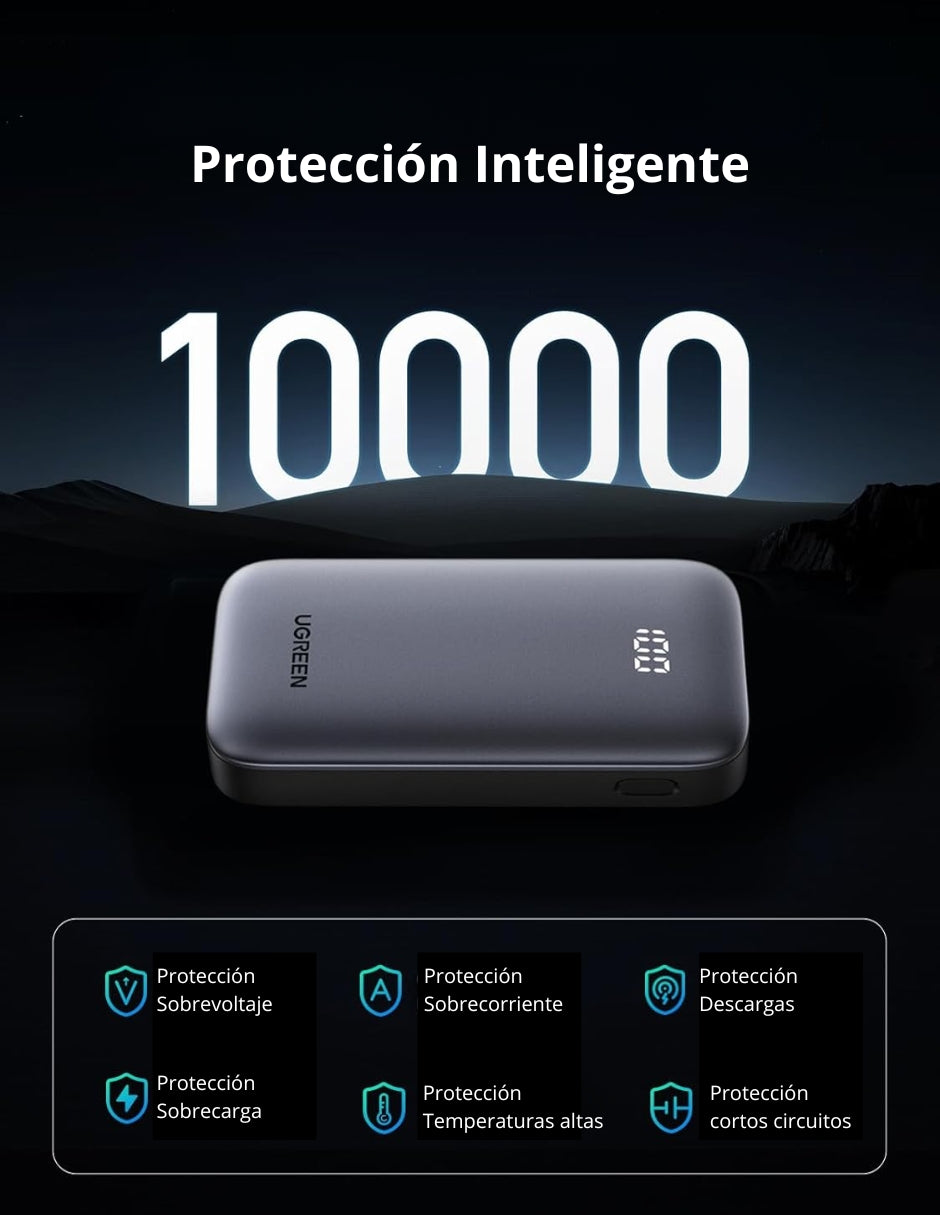 Power Bank Ugreen 10,000mAh USB-C de Carga rápida 30W  Negro