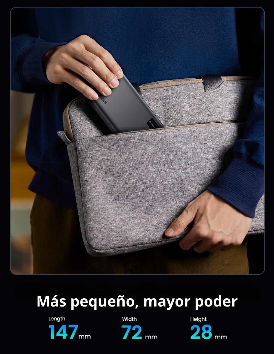 Power Bank Ugreen 20,000mAh USB-C 20W con Pantalla LED Negro