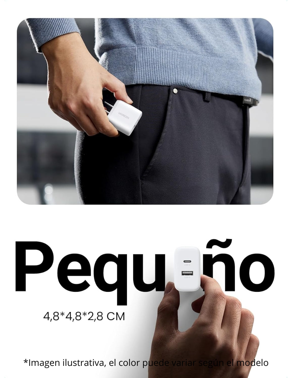 Cargador 2 en 1 Ugreen Paquete 2 pz. Carga Rápida 20W Negro