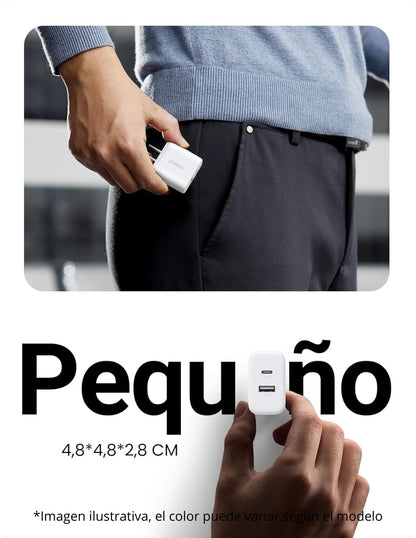 Cargador 2 en 1 Ugreen Paquete 2 pz. Carga Rápida 20W Negro