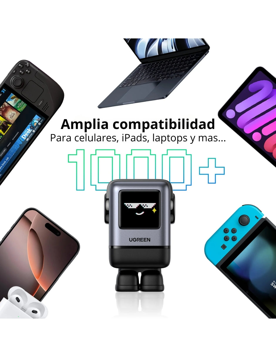 Cargador UGREEN Nexode 100W 3 Tipo C, 1 USB A Carga Rápida GaNRobot