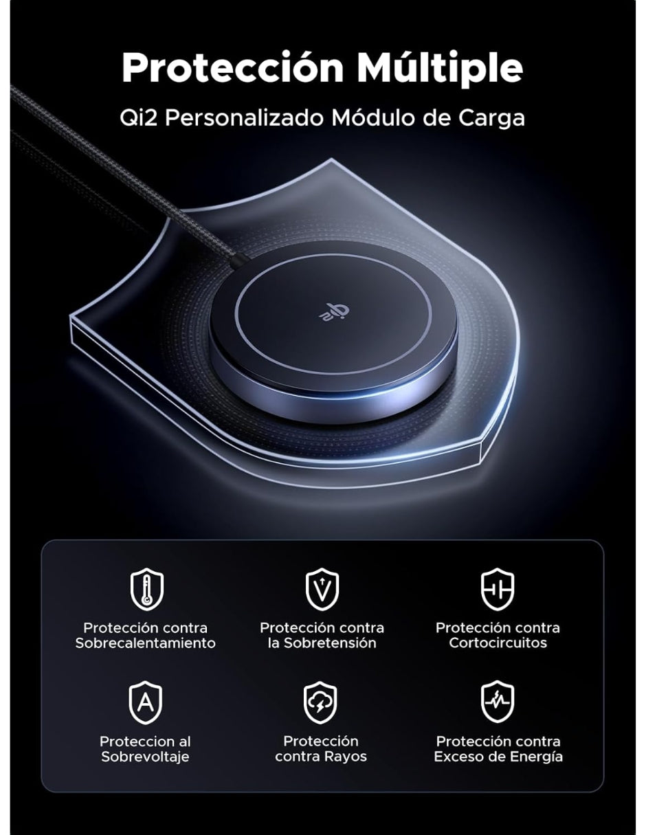 Cargador Magnético Qi2 Ugreen 15W Carga Rápida MagFlow