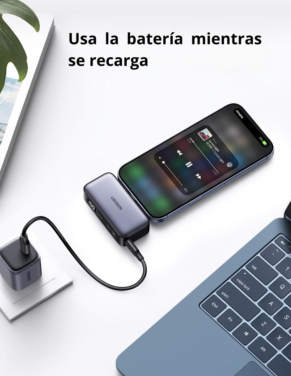 Power Bank Ugreen de 5000mAh tipo C 22.5W con pantalla LED