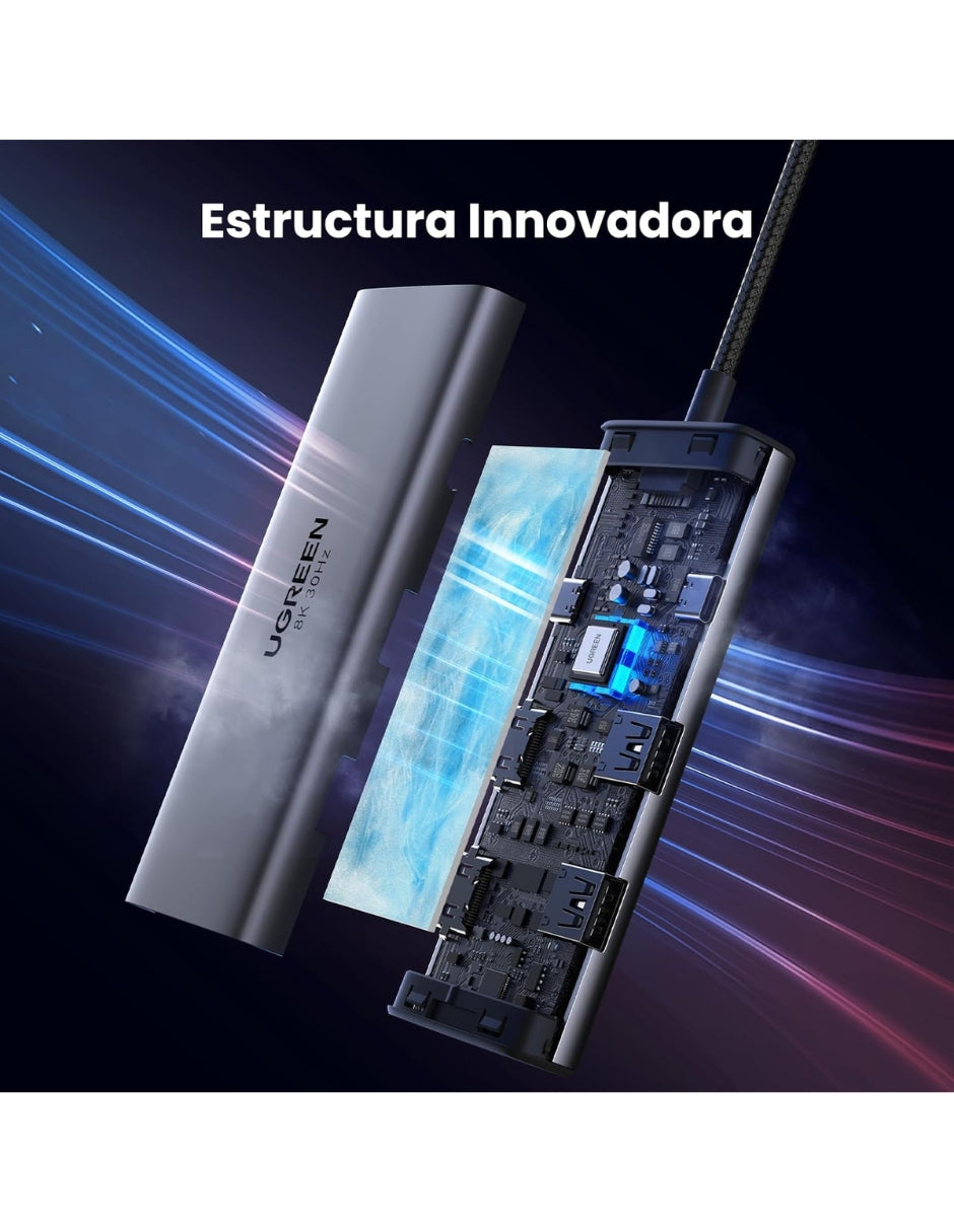 HUB USB-C 6 en 1 UGREEN 2 USB-A, 2 USB-C, 2 HDMI 4K/60hz