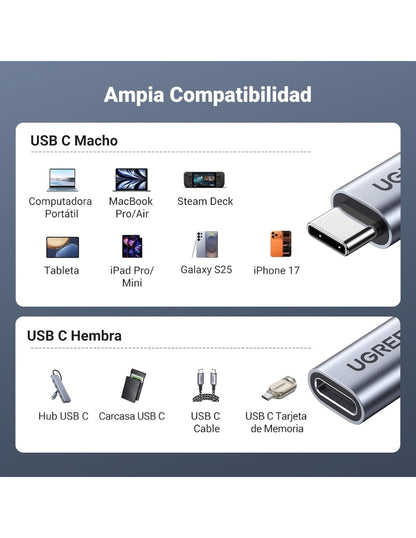 Cable Extensión USB C UGREEN 30205 1m 100W Carga Rápida 10Gbps 4K