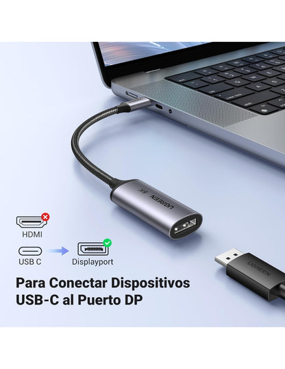 Adaptador UGREEN USB-C a DisplayPort 1.4 - 8K Ultra HD @60Hz y 4K @240Hz