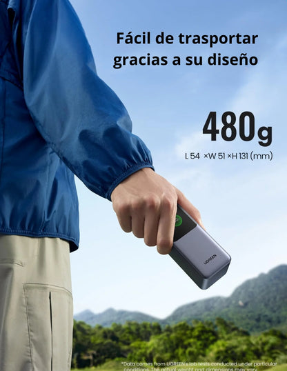 Power Bank Ugreen Nexode 20,000mAh de 130W Pantalla digital Gris