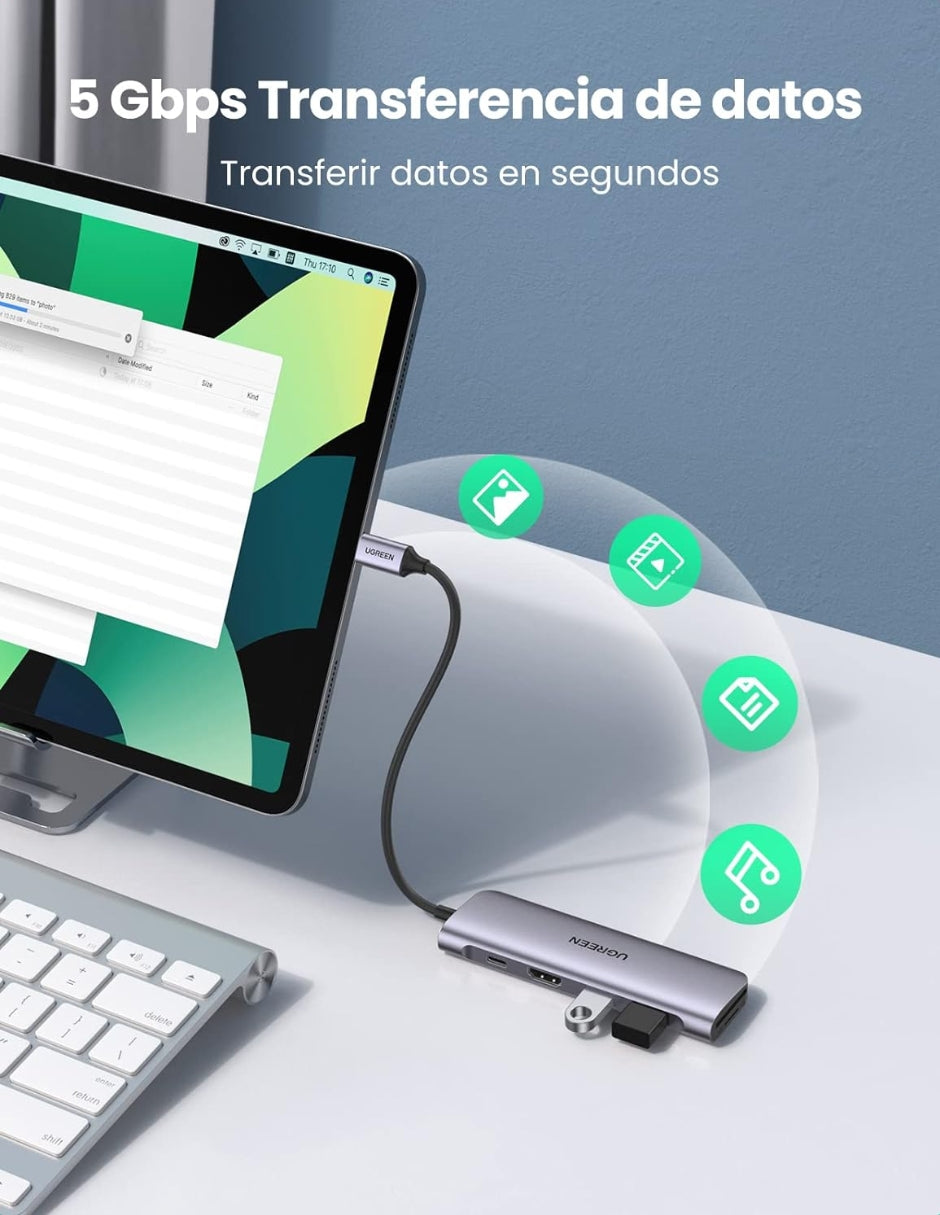 Hub USB C Ugreen 6 en 1 100W