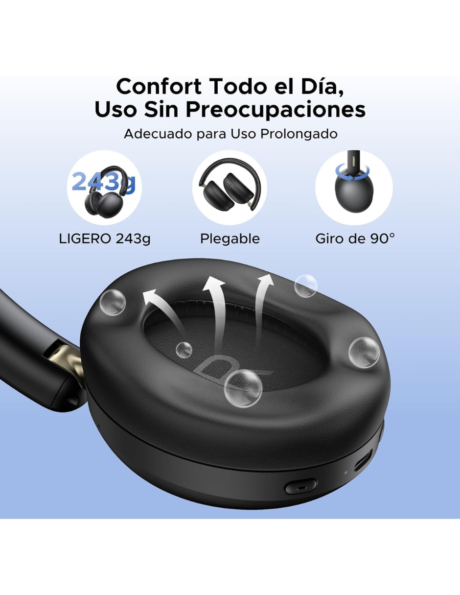 Audífonos Inalámbricos Ugreen Studio Max2 Negro 80H Batería, Audio 3D