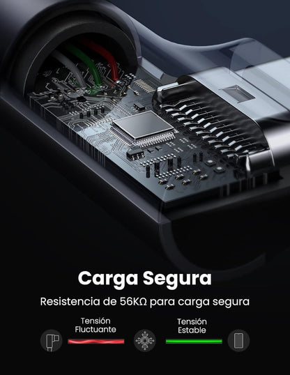 Cable Usb C 90 Grados 2m Ugreen 18W Carga Rápida Gris