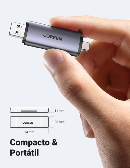 Lector de Tarjeta Ugreen USB C a USB-A OTG 5Gbps Gris