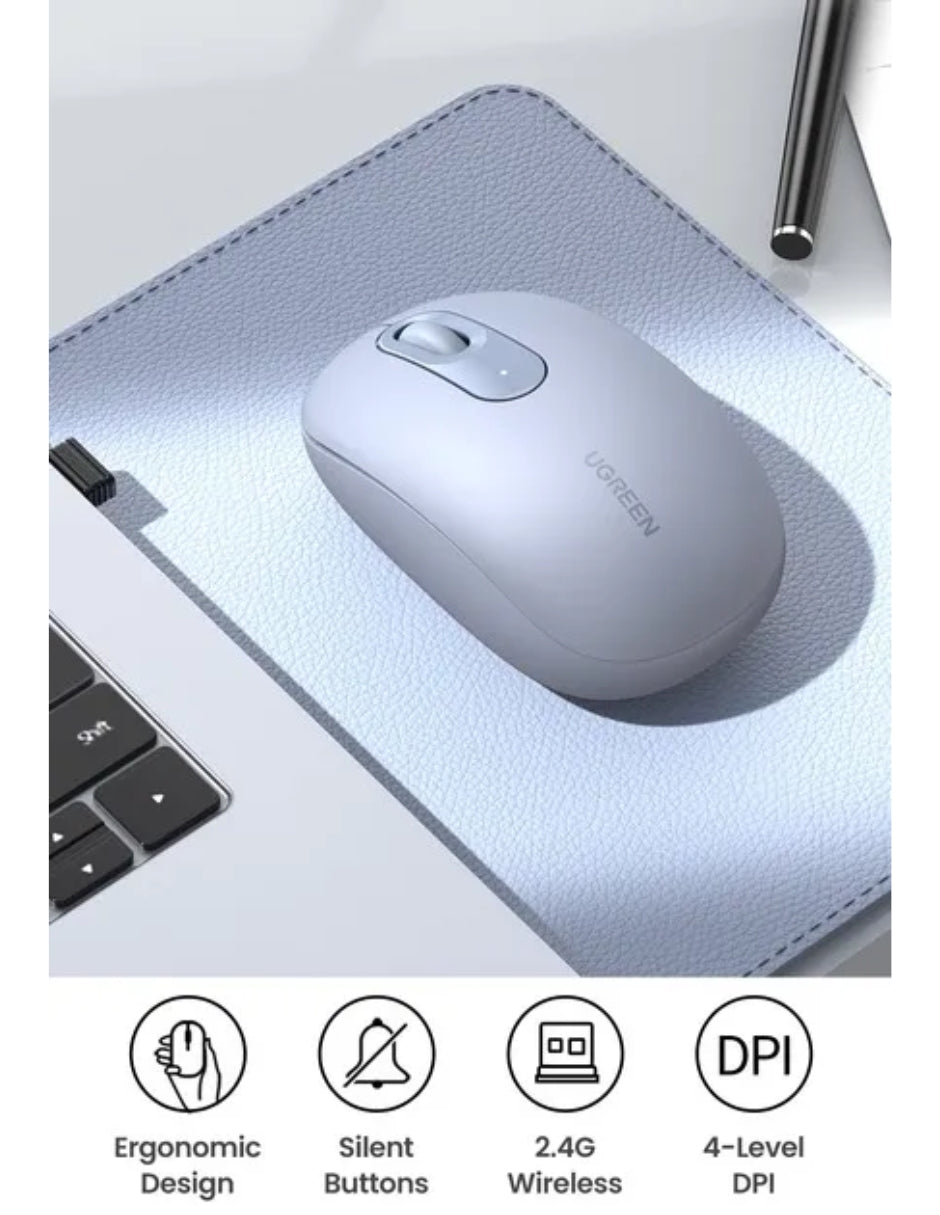 Mouse Inalámbrico UGREEN MU105 Azul 2400 DPI Ergonómico Silencioso