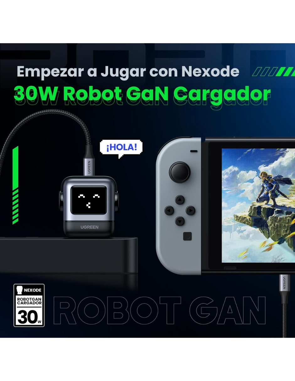 Cargador UGREEN Nexode 30W Tipo C Carga Rápida GaNRobot
