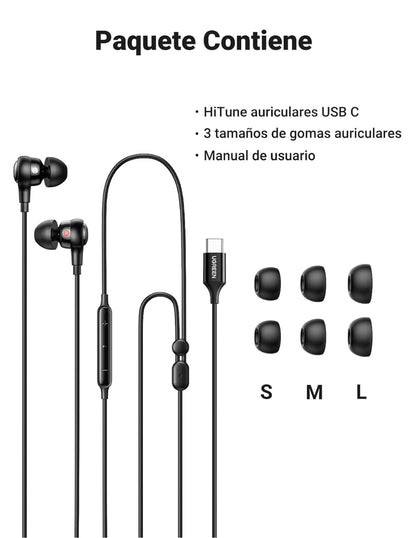 Audifonos Tipo C Ugreen con Manos Libres con Cancelación de Ruido